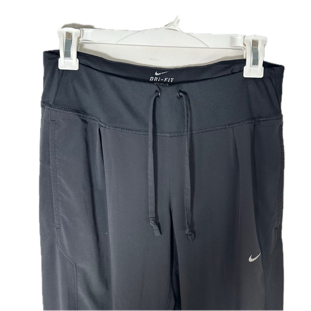 Nike Joggers Dri-Fit Swoosh Adjustable Drawcord Waistband Cuffed Pockets Black S
